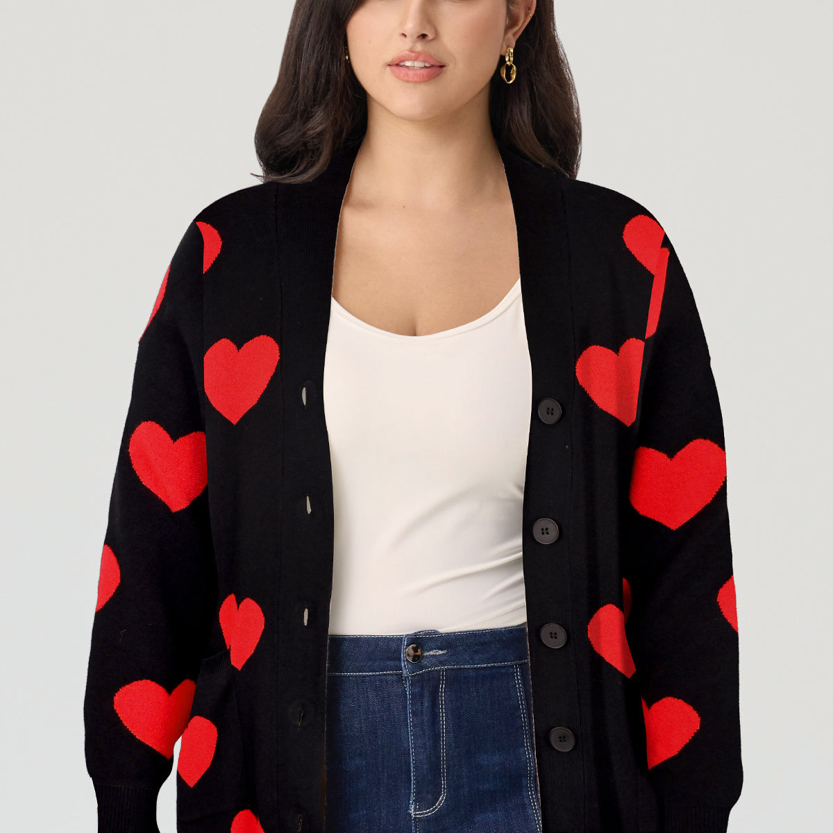 Heart Print Romantic Knitwear Cardigan