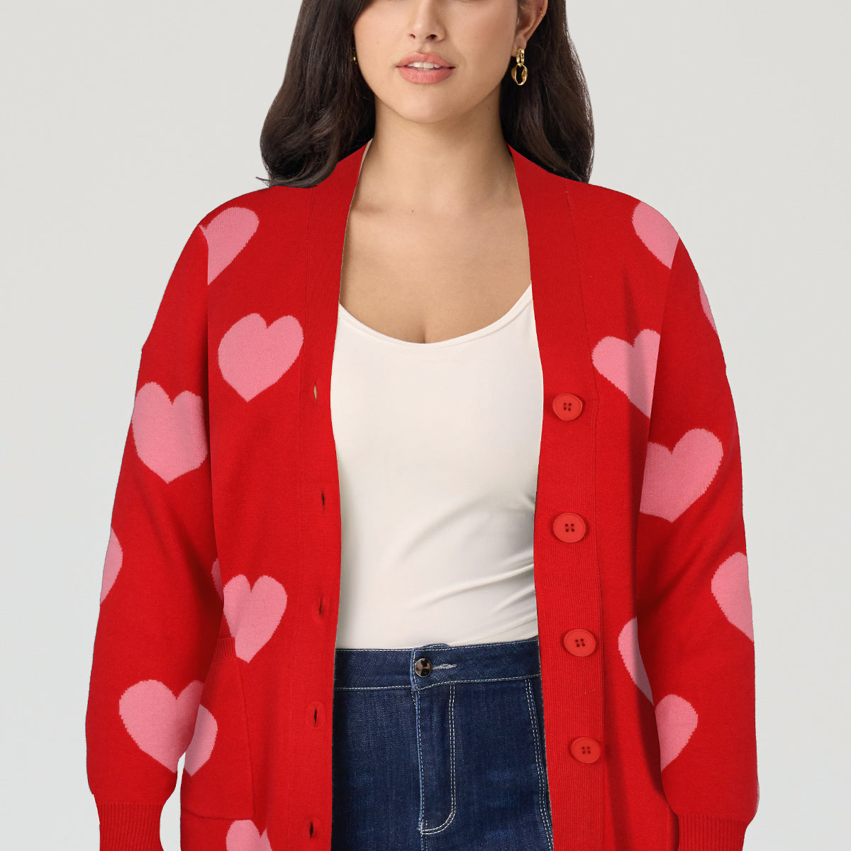 Heart Print Romantic Knitwear Cardigan