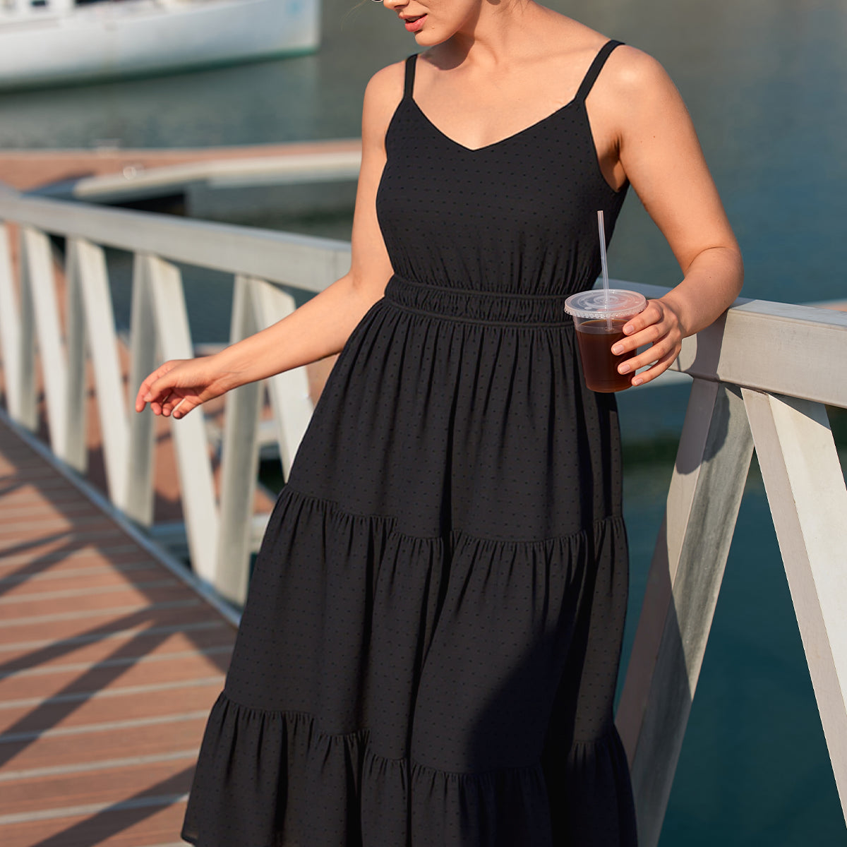 Floral Print Smocked Waist Cami Midi Dress