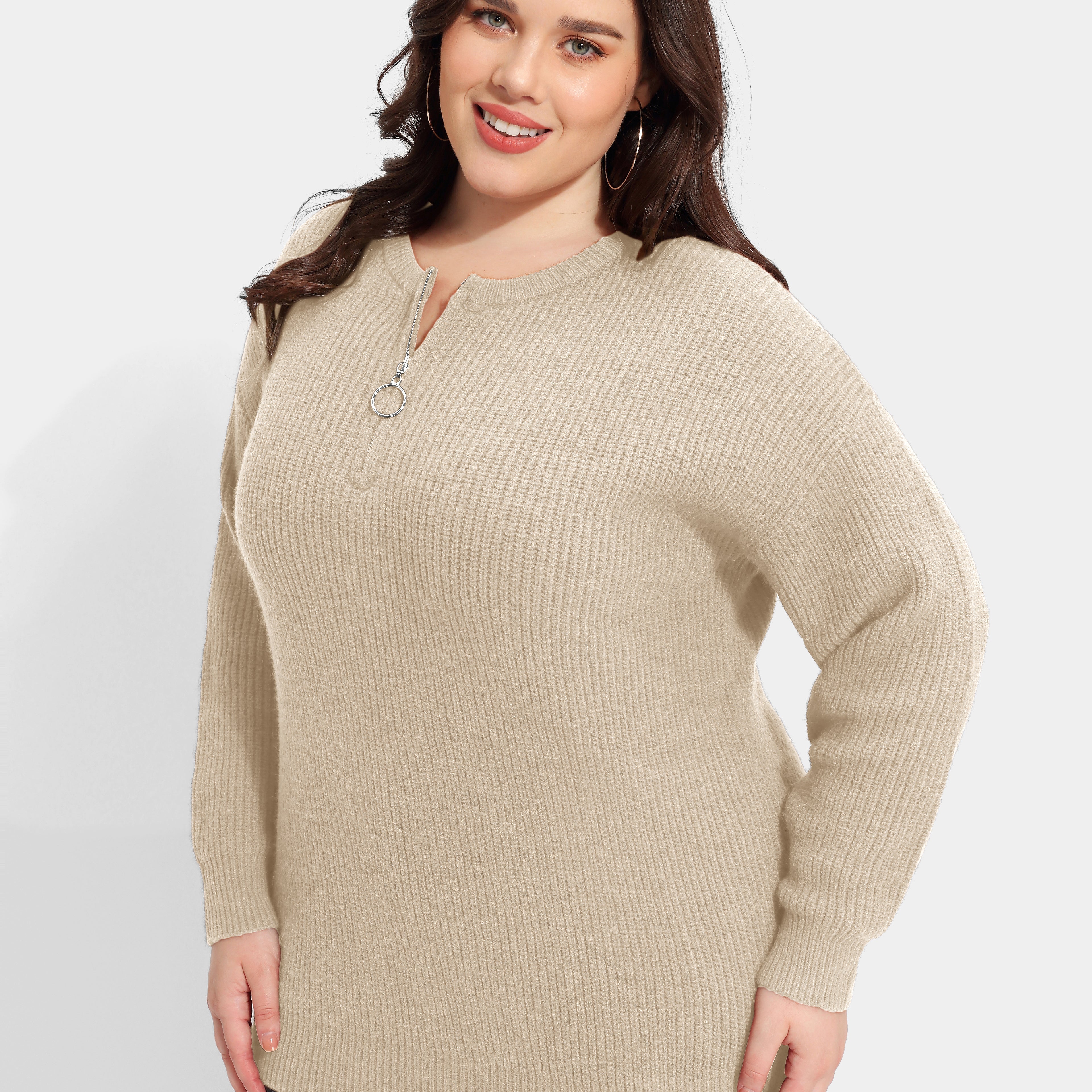 Pull Ritera en laine et cachemire uni avec fermeture éclair quart de tour