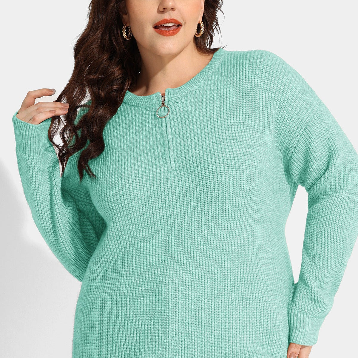 Pull Ritera en laine et cachemire uni avec fermeture éclair quart de tour
