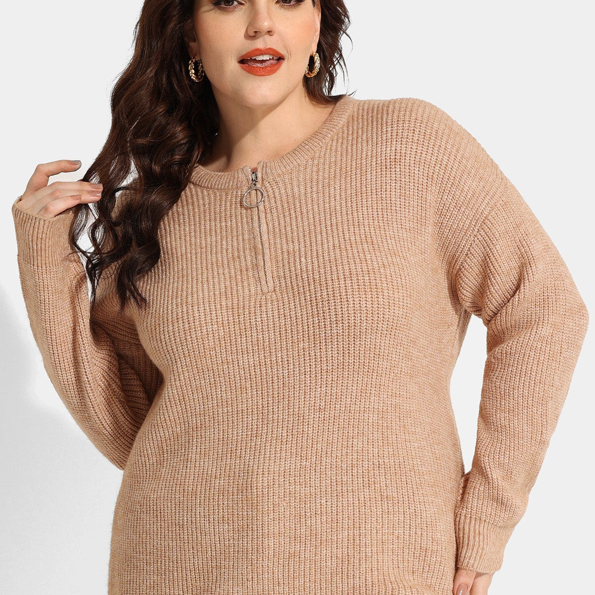 Pull Ritera en laine et cachemire uni avec fermeture éclair quart de tour