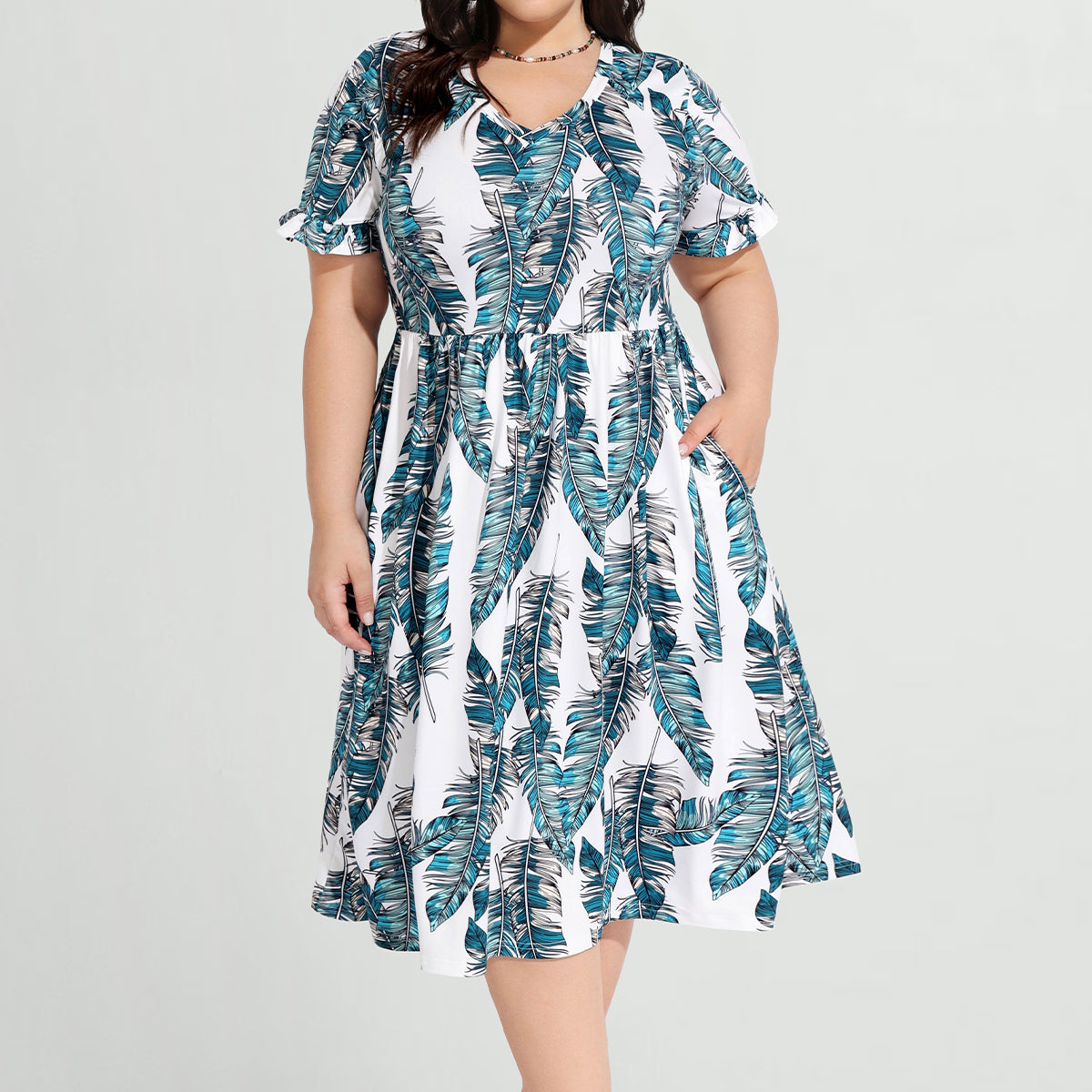 Ritera – Midikleid mit Taschen, Regenbogenstreifen und Rüschenärmeln