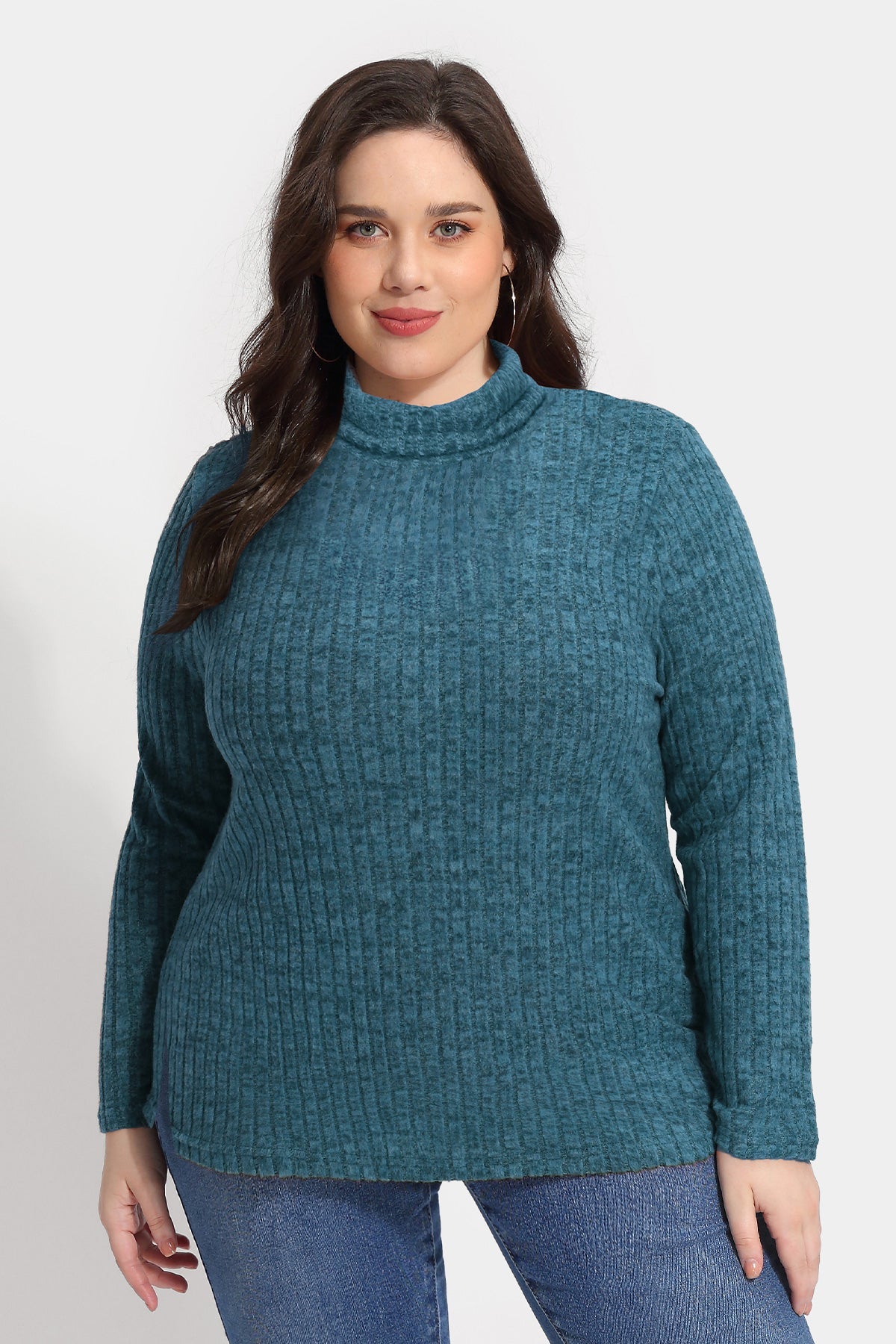 Chemise en tricot à col roulé et manches longues ultra-douce et unie