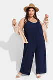 Ritera Spaghetti Strap Loose Navy Jumpsuit with Pockets