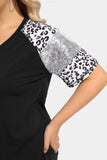 Ritera Raglan Leopard Sleeves V Neck T-Shirt