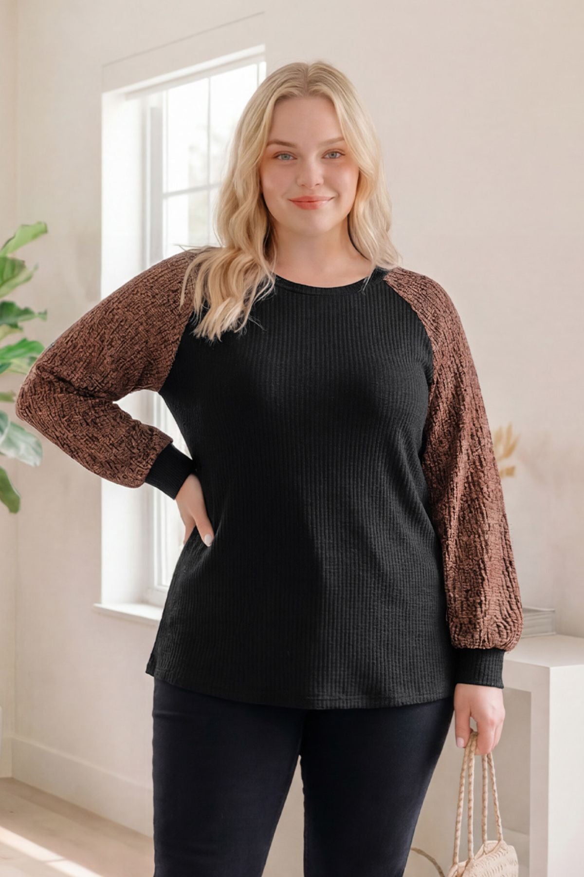 Raglan Sequin Long Sleeve T-Shirt