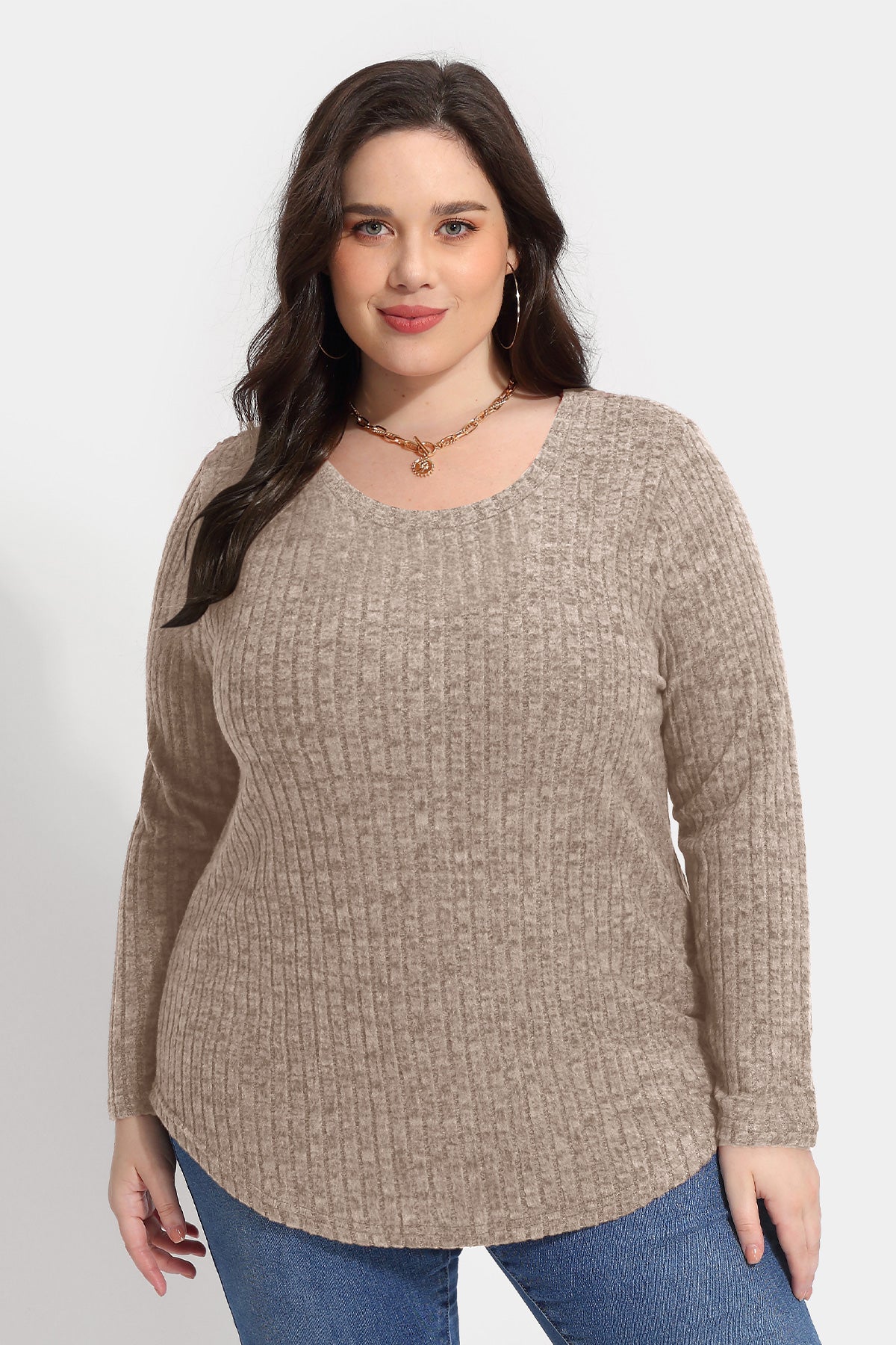 Ritera Texture Rundhals-Basic-T-Shirt aus Samt