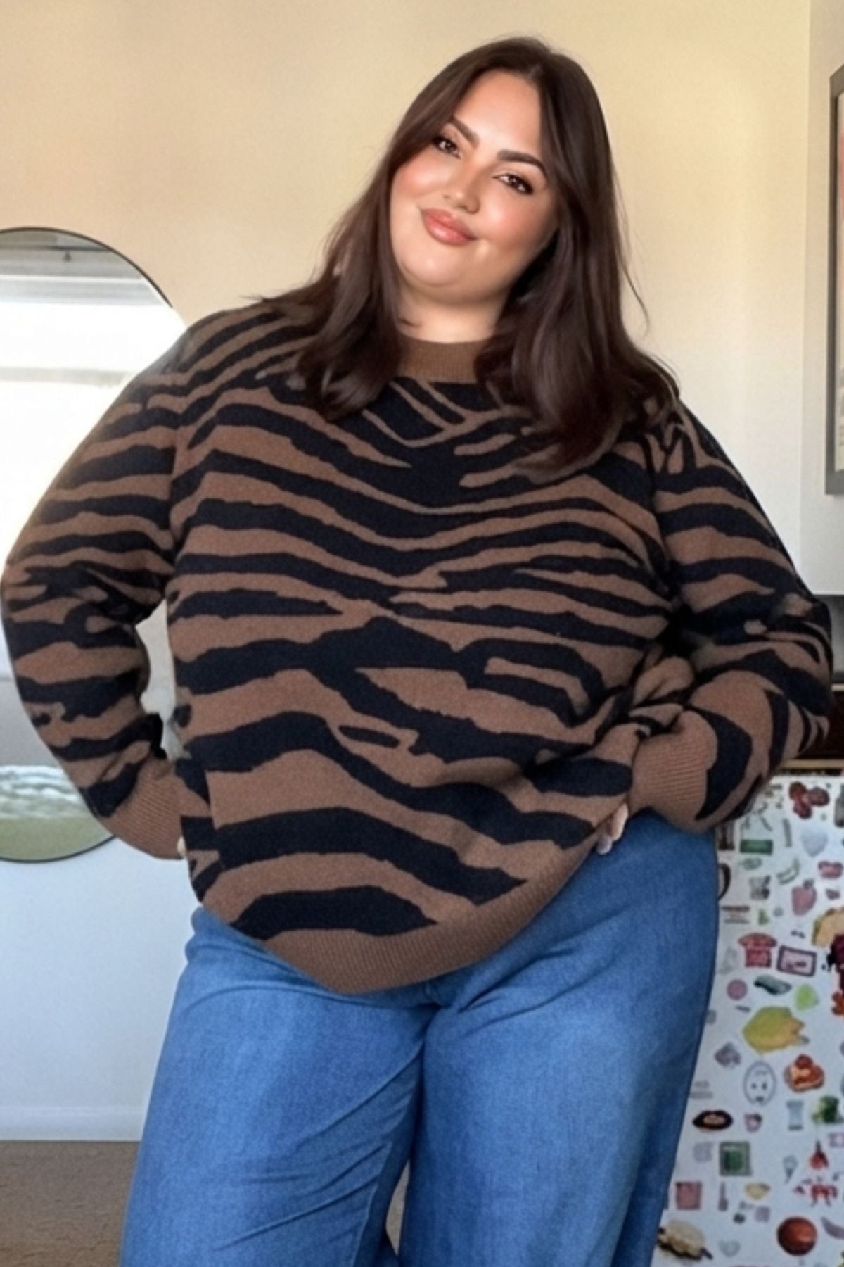 Striped Woolen Crewneck Pullover Sweater