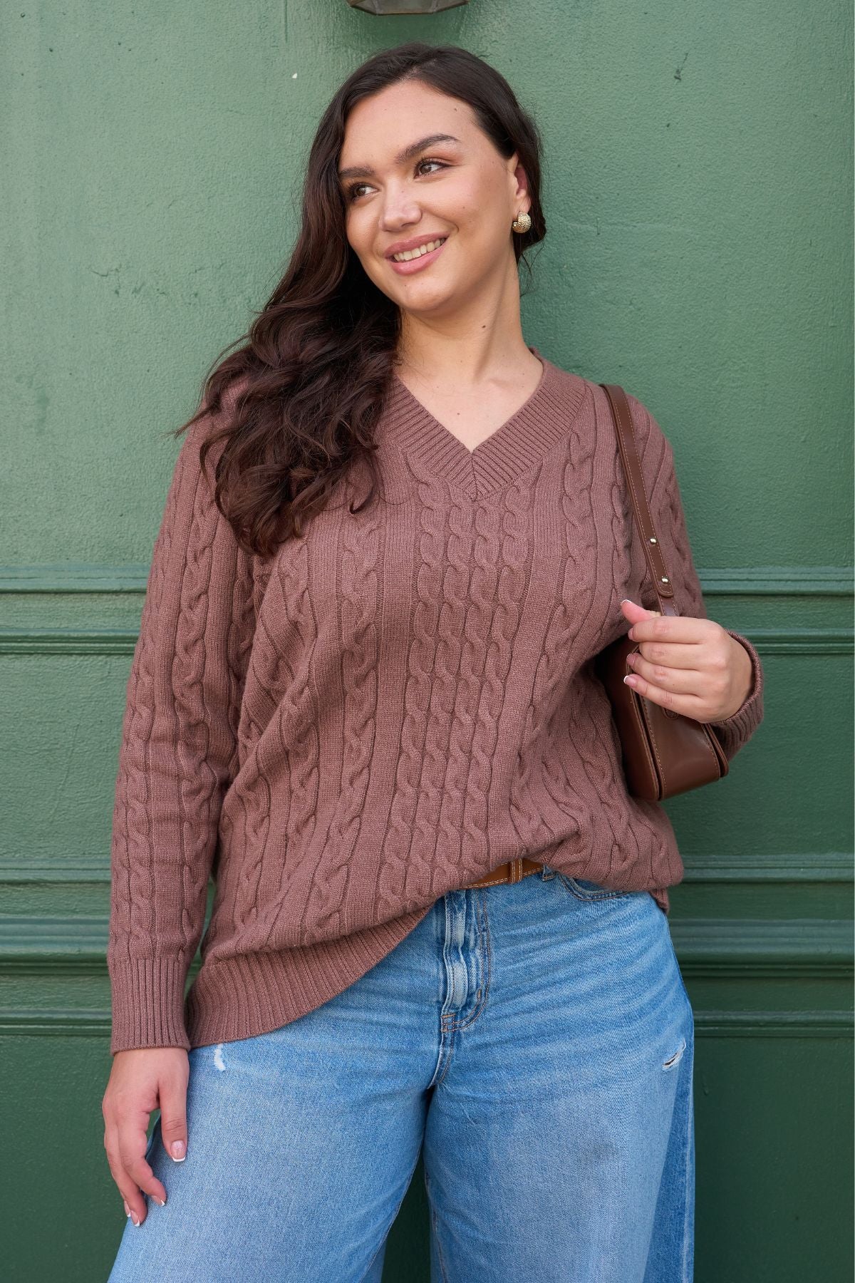 Cozy Cable-Knit Sweater Midi Dress