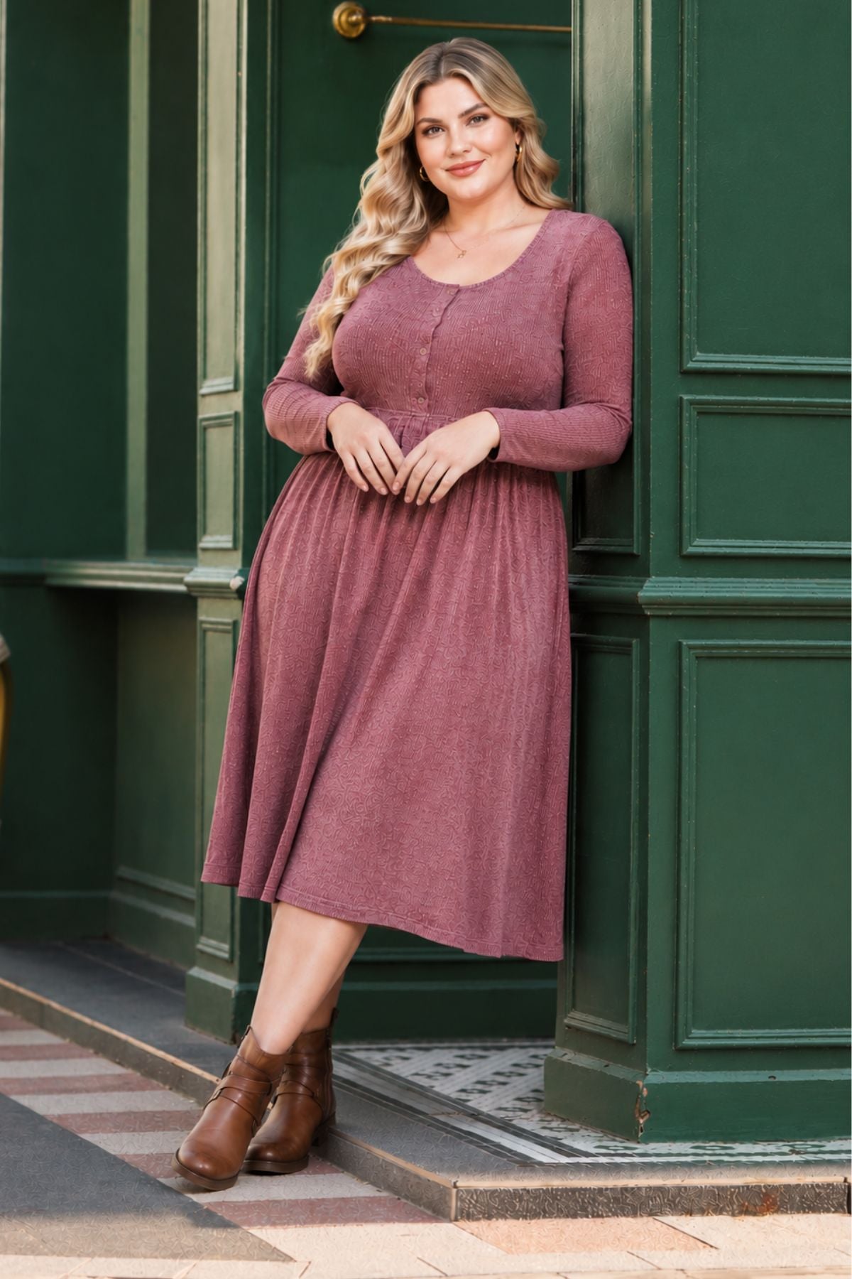 Ritera Pocket Sparkle Glitter Button Detail Midi Dress