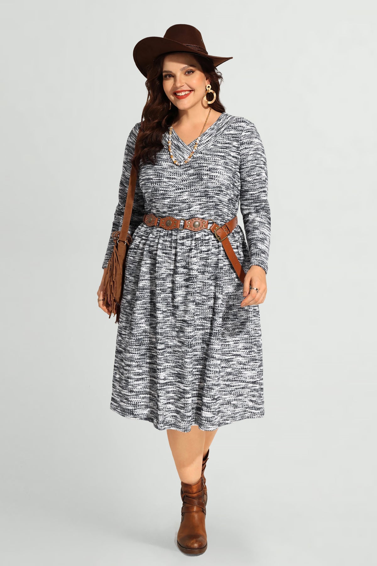 Ritera Plissiertes Midikleid mit Tasche und elastischer Taille