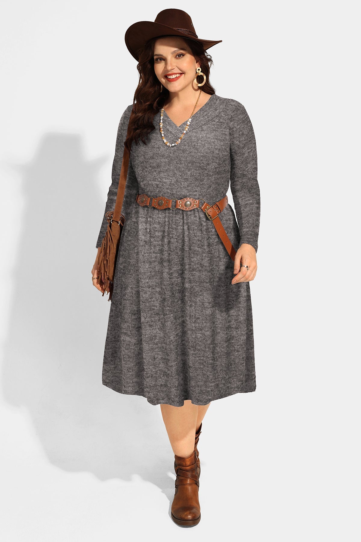 Ritera Plissiertes Midikleid mit Tasche und elastischer Taille