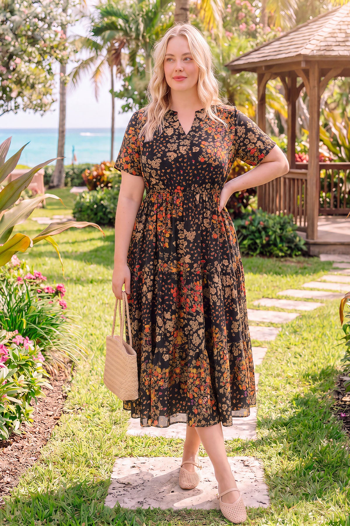 Robe d'été décontractée chic à rayures et à volants Ritera