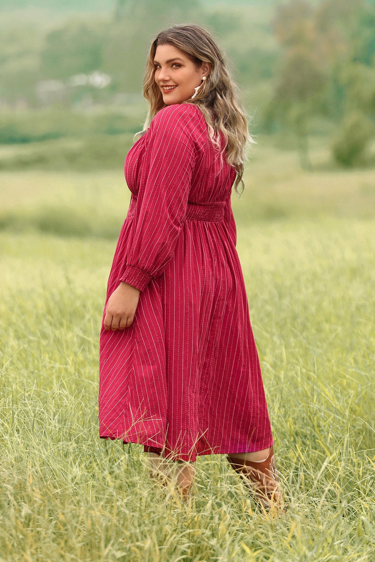 Plus Size Square-Neck Rib-Knit Midi Dress main image 1