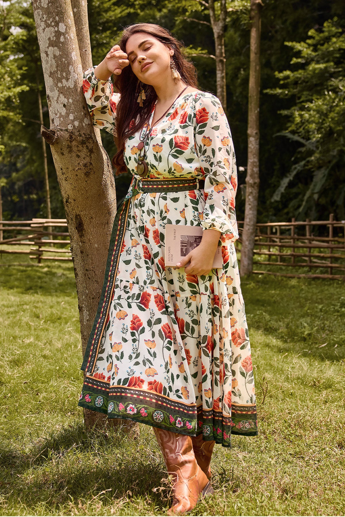 Boho Floral Maxi Dress with Reversible Belt