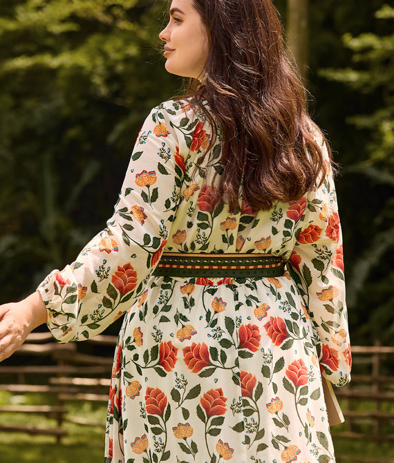 Boho Floral Maxi Dress with Reversible Belt