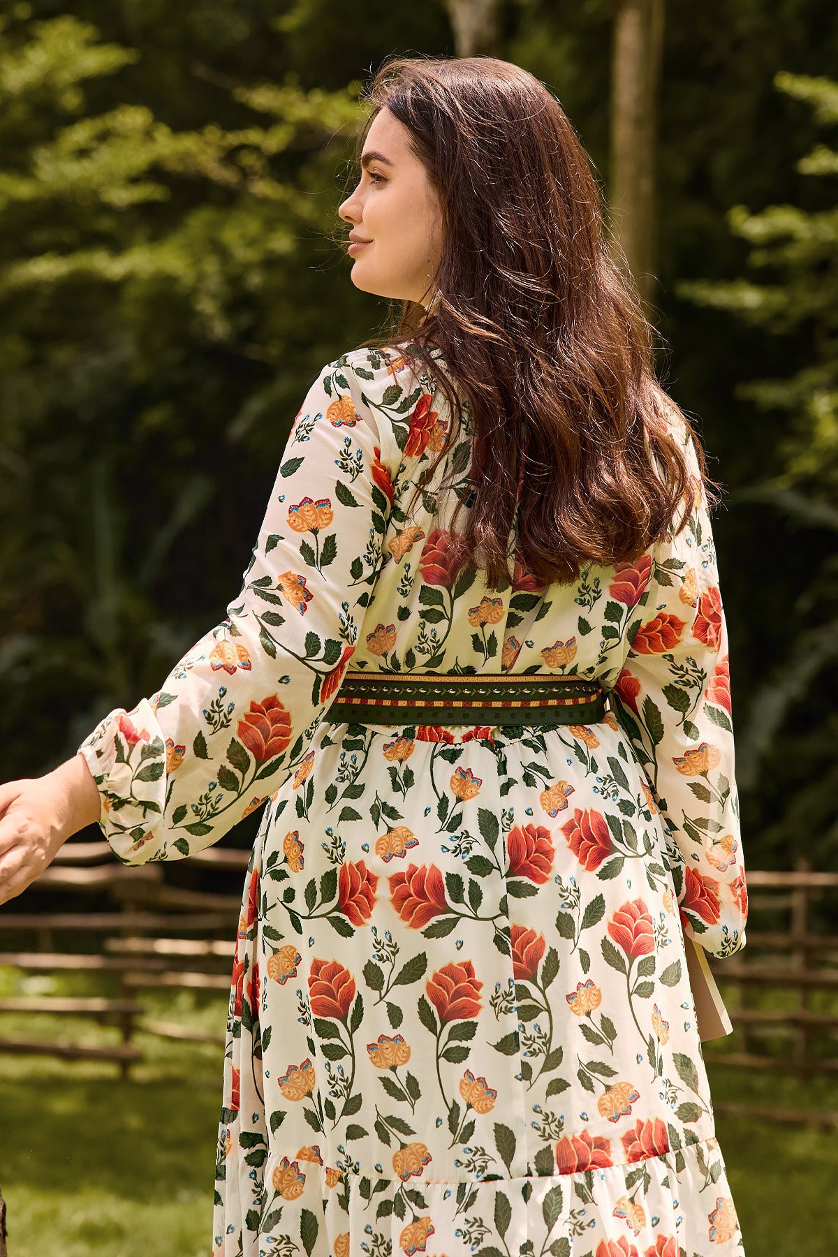 Boho Floral Maxi Dress with Reversible Belt
