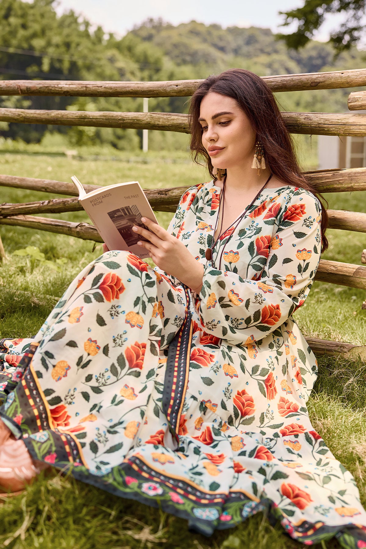 Boho Floral Maxi Dress with Reversible Belt