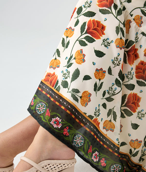 Boho Floral Maxi Dress with Reversible Belt
