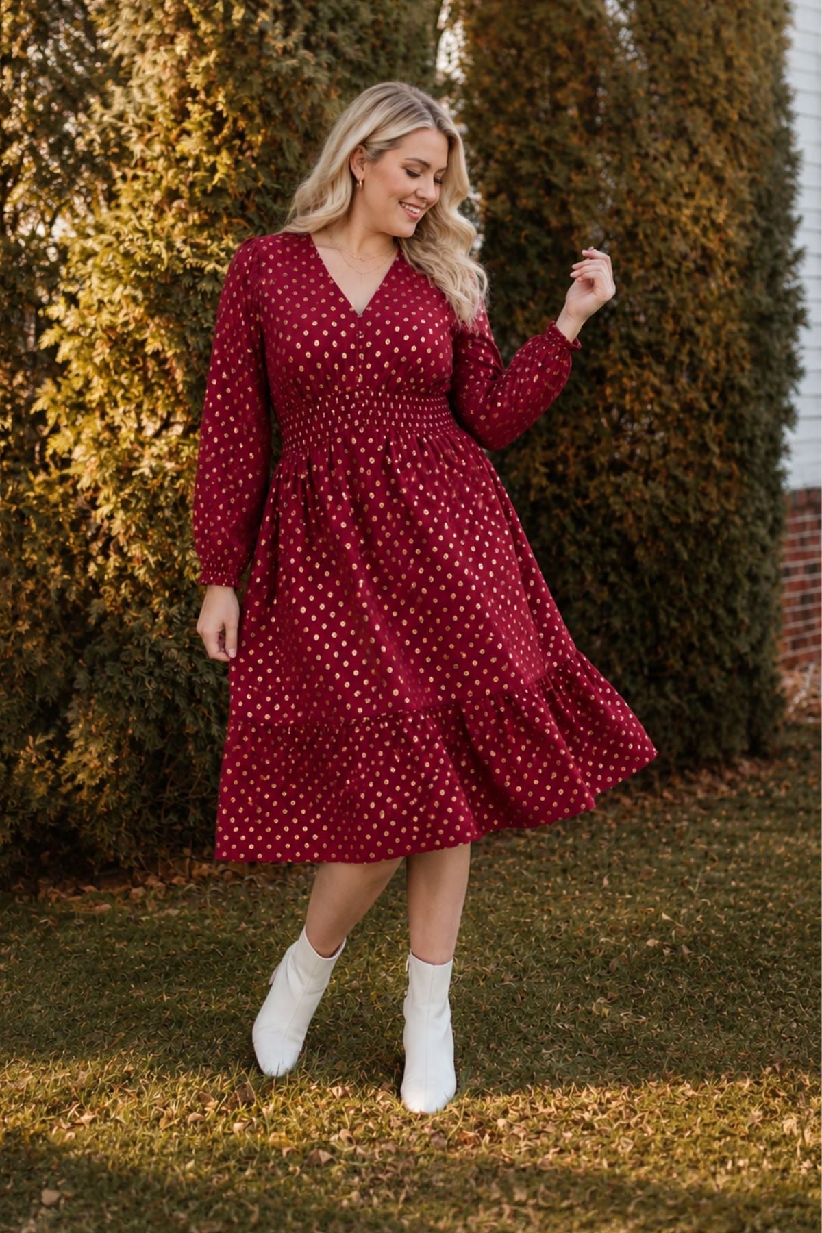 Ritera Pockets Bohemian Smocked A-Line Midi Dress